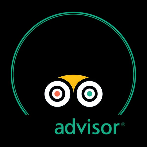 TripAdvisor logo, an owl icon with a green outline, and the word "advisor" below.